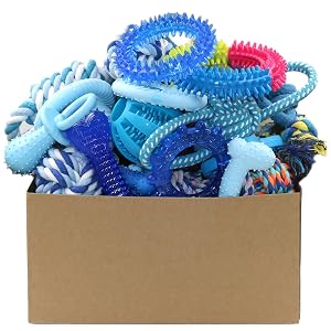 Beiker 20 Pack Puppy Chew Toys - Blue Dog Teething Toys for Puppies Puppy Teething Rings and Ropes