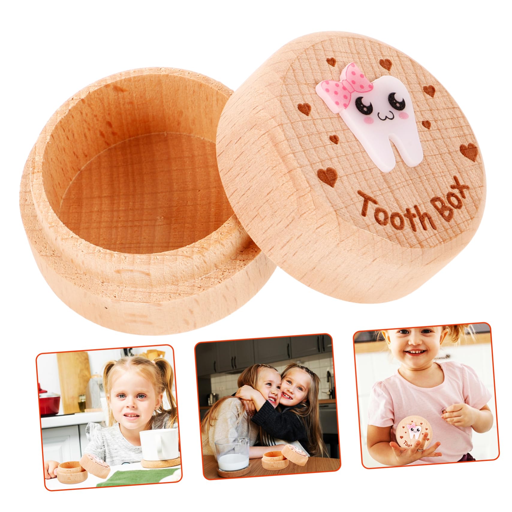 TOYANDONA 4piezas Cajita De Madera Para Dientes De Leche Almacenamiento Compacto Para Recuerdos Infantiles Caja De Recuerdos De Dientes Para Niño Niña Para Guarderías y Cumpleaños