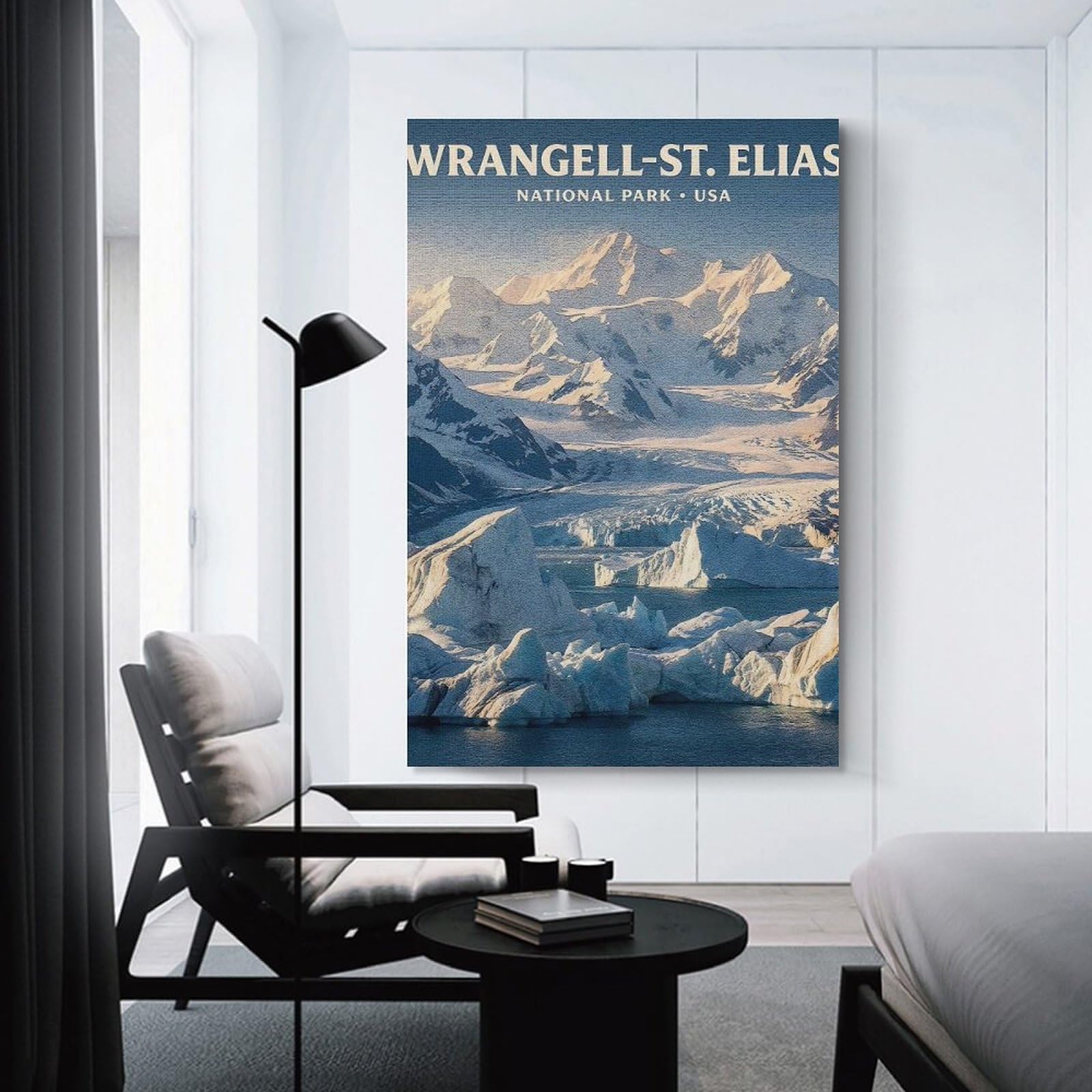 Junmoney Wrangell-St. Elias National Park Wall Art Print, 20x30inch(50x75cm), for Entryway, Lounge Links Or Small Walls, Decorative Canvas Styling for Entry Areas