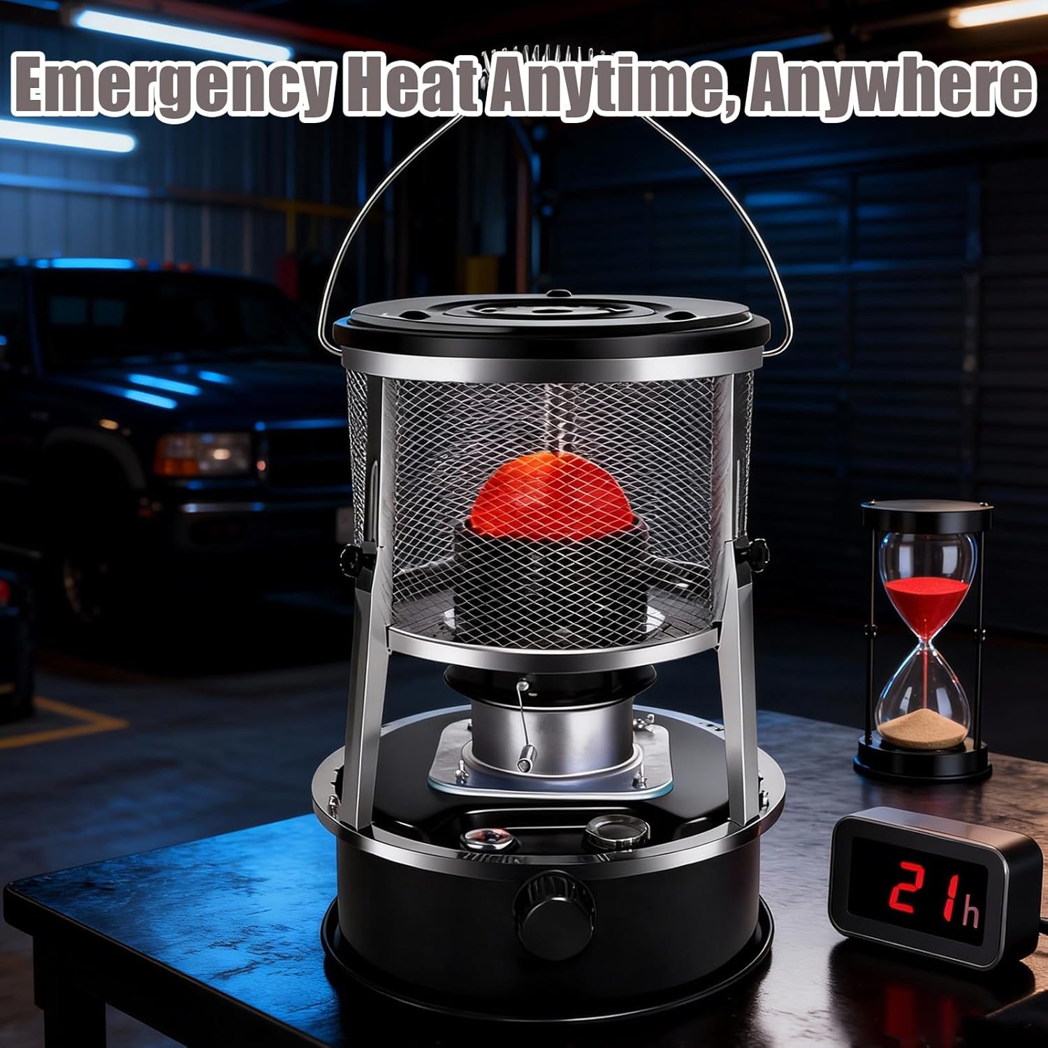 Non Electric Heaters for Indoor, 9000 Btu Kerosene Heaters for Indoor Use & Stove 2-in-1, Portable Heater for Power Outage for Camping, Home, Garage, Emergency Heat (Red)