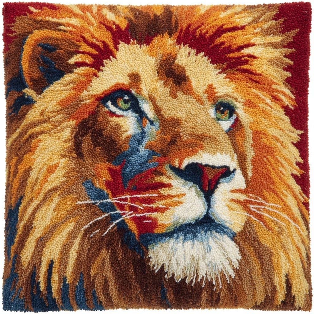 Henypt DIY Latch Hook Cushions Kits Lion