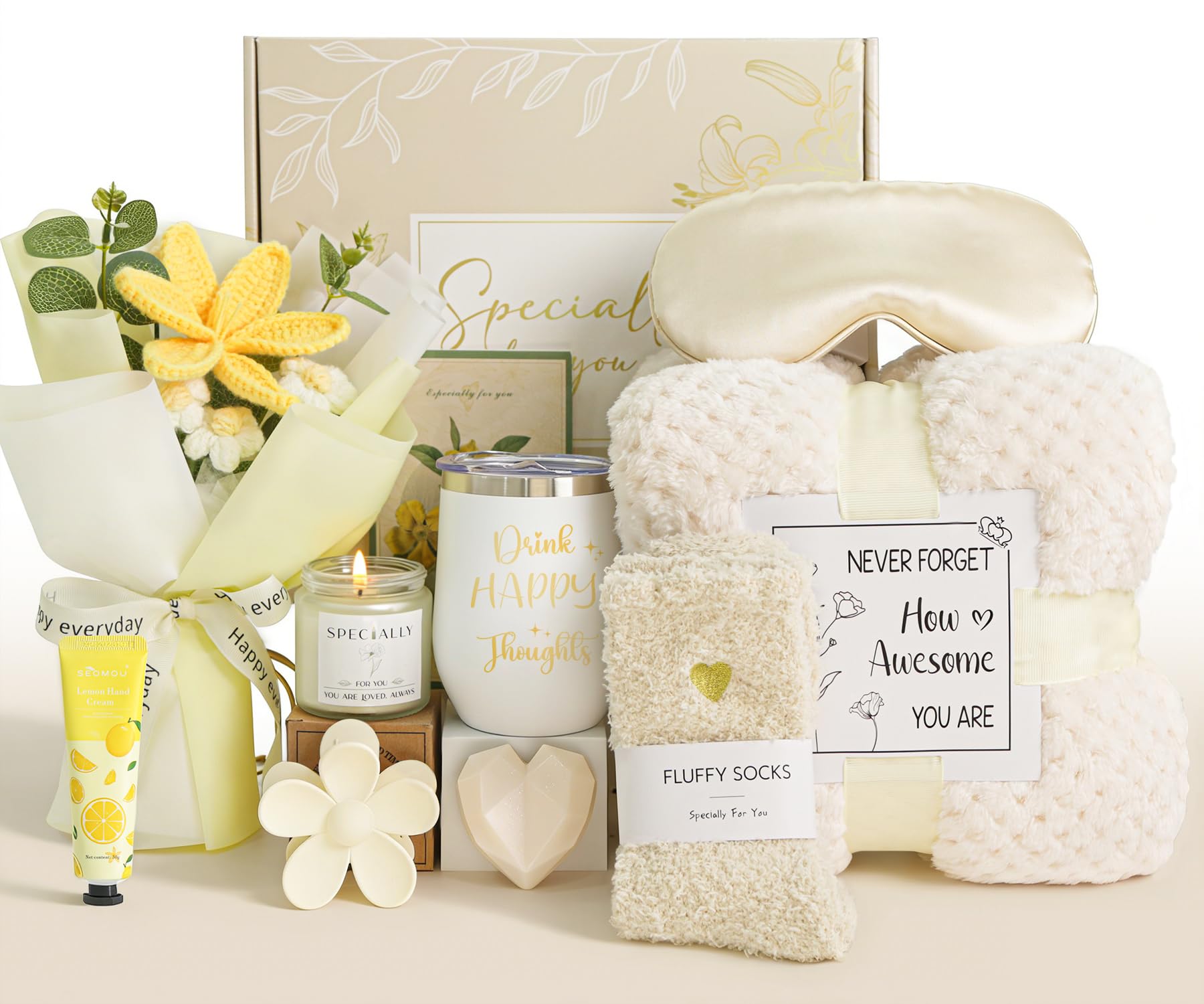 11 PCS Birthday Gifts for Women w/Crochet Flower Bouquet (White)-image-18