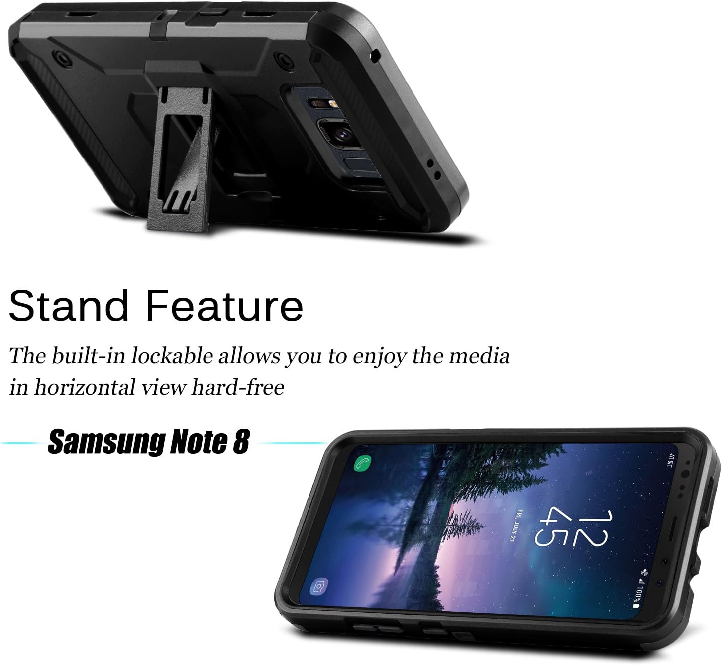 Galaxy S8 Active Case, Venoro Heavy Duty Armor Shockproof Rugged Protection Case Cover with Belt Swivel Clip and Kickstand for Samsung Galaxy S8 Active 5.8" 2017 Release (Black)