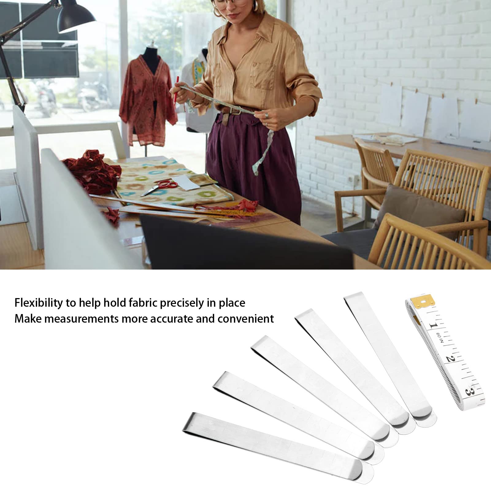 30 Clip Da Cucito In Acciaio Inox Con Righello - 7,6 Cm, Resistenti, Antiruggine, Per Cucito, Patchwork E Quilting - 3