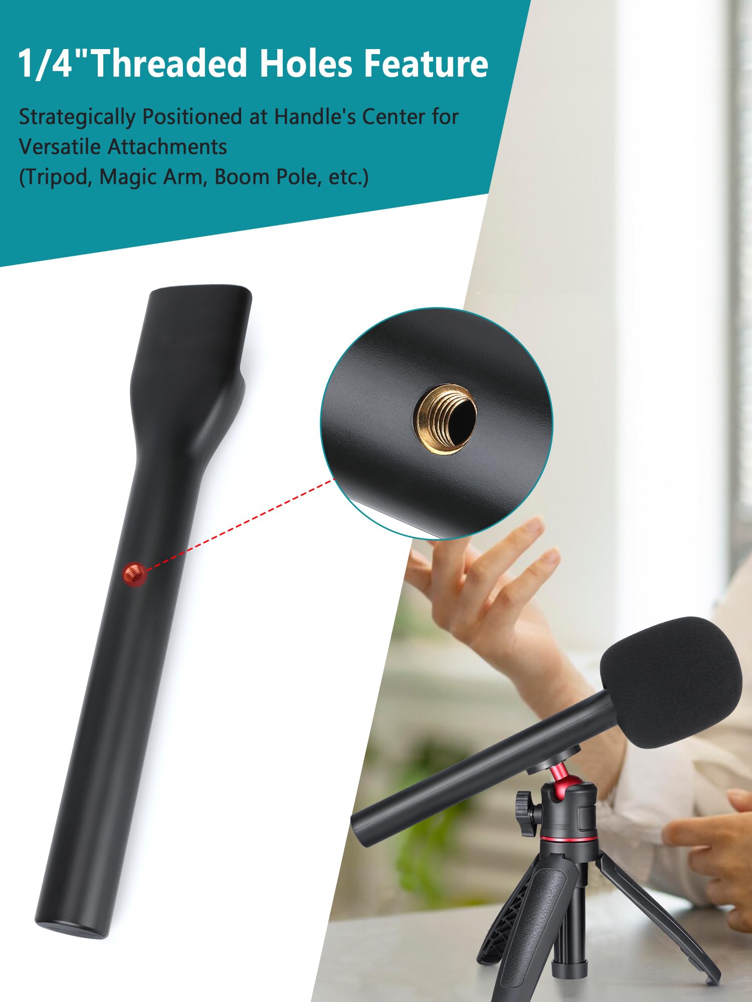 YOUSHARES Uchwyt do wywiadu dla DJI Mic Mini - ręczny adapter do wywiadu GO kompatybilny z DJI Mini i większością bezprzewodowych mikrofonów do vloga, strumieniowania, podcastów