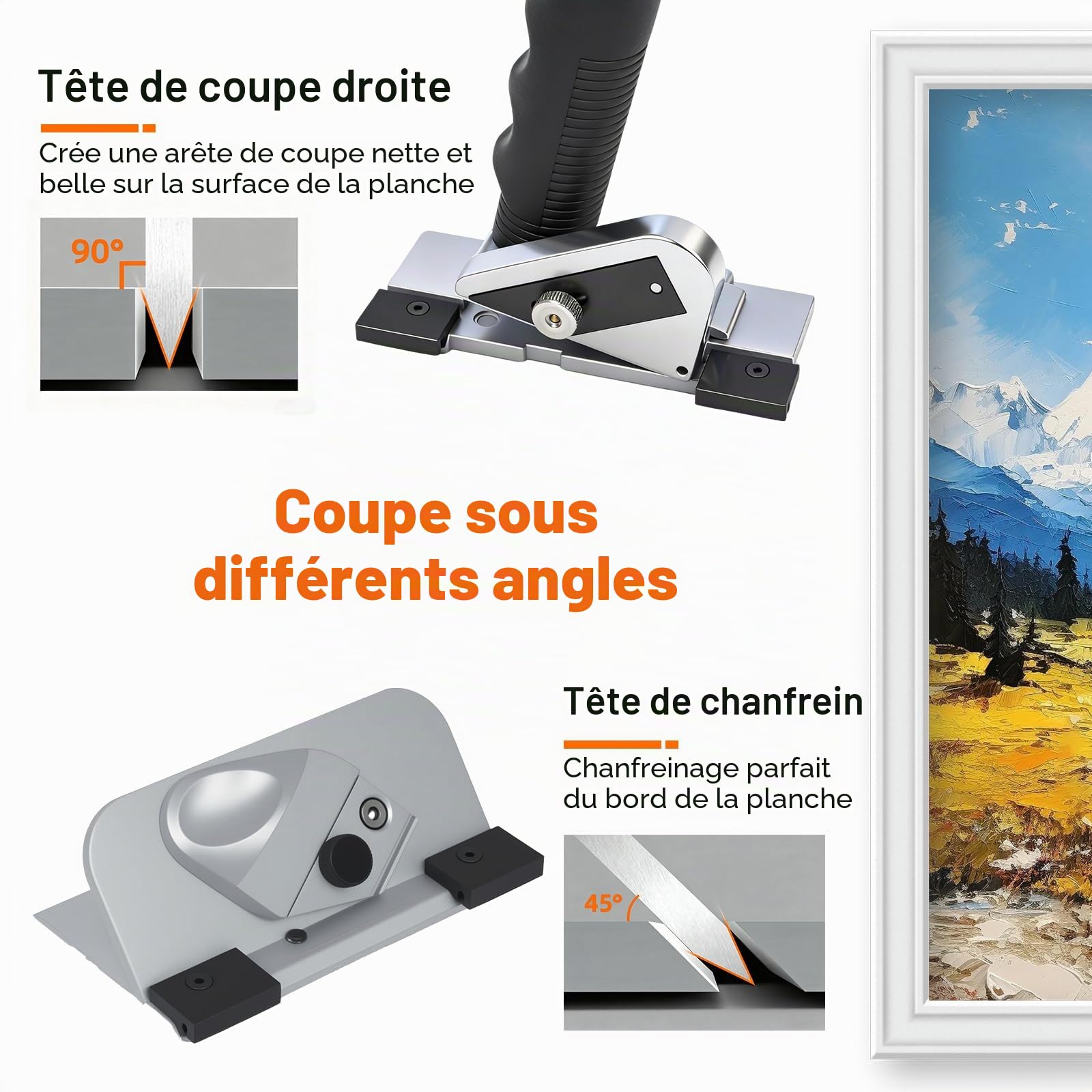 MYOYAY Kit de découpe de passe-partout haute précision avec têtes de coupe obliques et droites - Massicot photo pour cadre photo, œuvres d'art, design, photographie, projet de bricolage