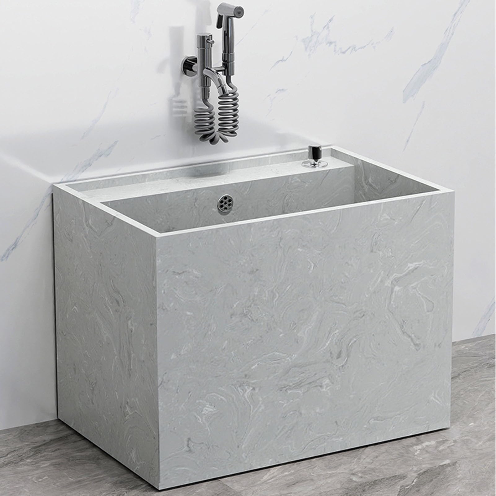 Évier de service pour serpillière avec trop-plein et cuvette de service pour salle de bain