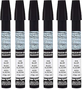 Chartpak Wood Frame Touch-Up Marker, Tri-Nib, Ice Blue, 6 Pack FTM105