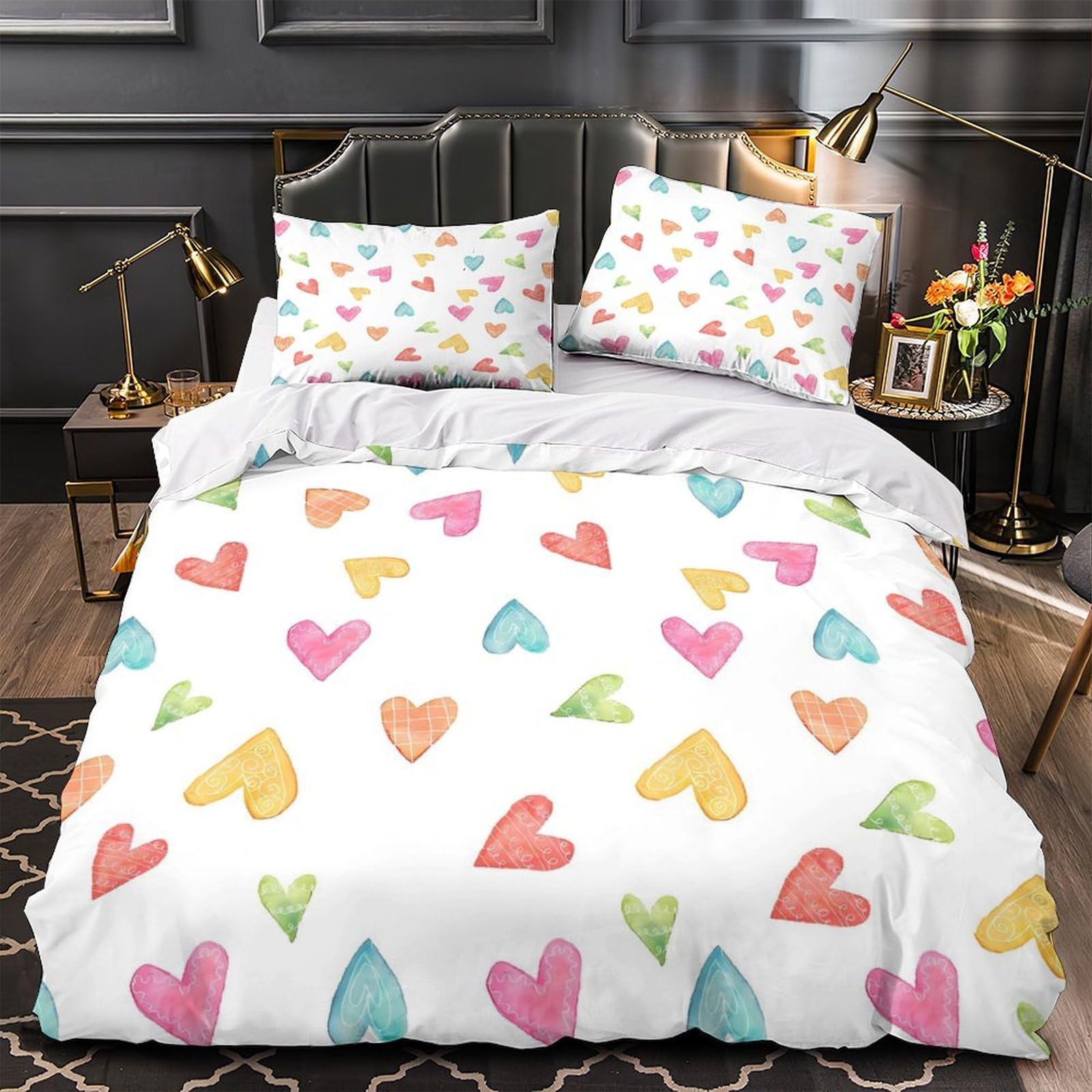 Parure de lit oiseaux colorés en microfbre 260x220 cm pour lit Super King