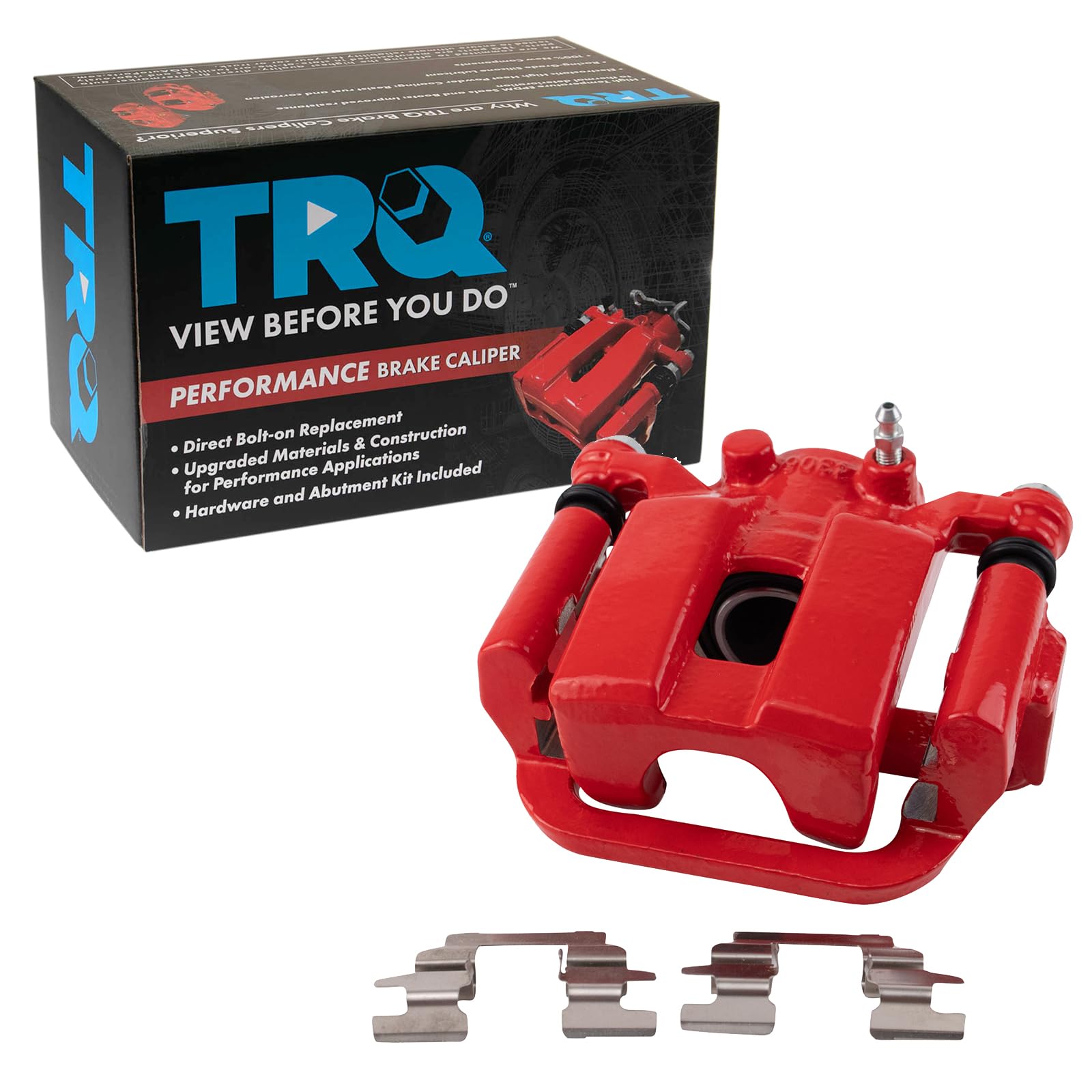 TRQ Rear Left Brake Caliper w/Bracket Performance Red Drivers Side