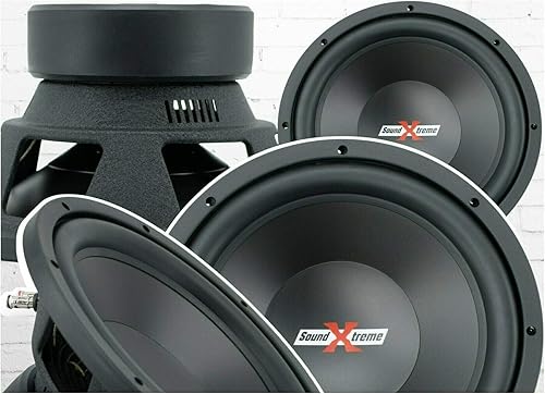 Par de subwoofer SoundXtreme de audio para automóvil de 12 pulgadas y 2000 vatios con alimentación DVC, total de 2 subwoofers combo de 4000 vatios
