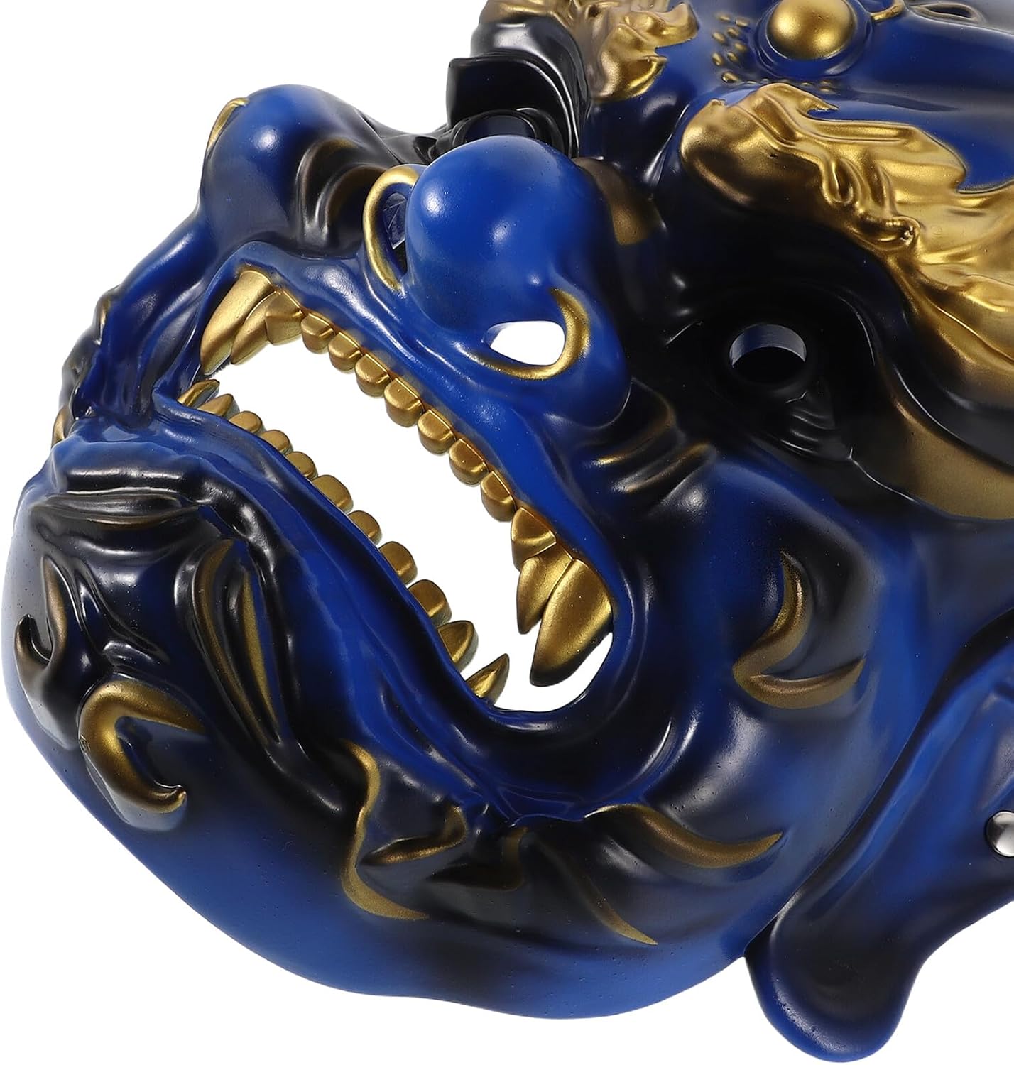 God of Wealth Resin Mask Halloween Scary Cosplay Mask for Men Party Wear with Fine Detail Blue Sturdy Head PropNO.3939