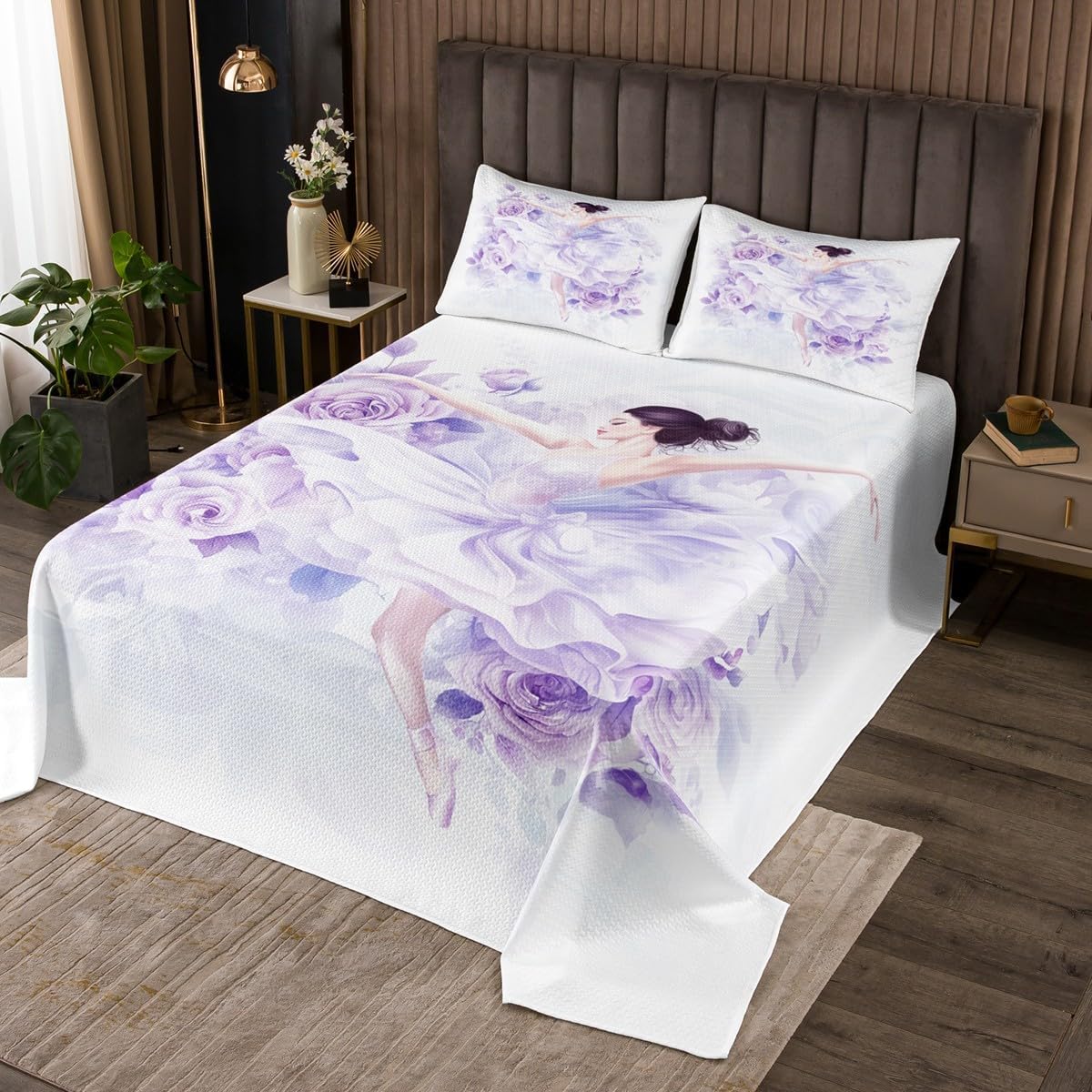 Skeleton Bride Bedding Set Queen Size,Gothic Sugar Skull Bedspread 3Pcs,Horror Style Castle Comforter Set for Kids Girls Boys Teens Room Decor,Halloween Theme Quilt Coverlet,2 Pillowcases