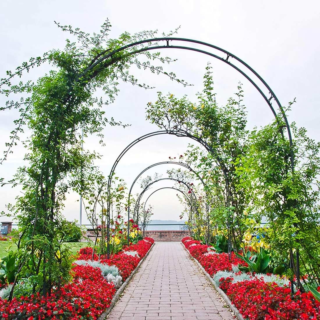 Generisch Rosenbögen Metall Torbogen Garten,Gartenbogen für Kletterpflanzen,Outdoor Rankhilfe Rankgitter Rankbogen Hochzeitsbogen mit Sockel Breit 1.4m,1.8m,2.4m,3.0m,3.5m(Grün,L300xW40xH220cm)