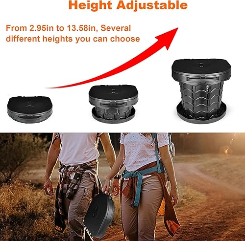 Miniatura 3 de Boreeman Inodoro portátil para campamento, plegable y ajustable en altura, capacidad de carga de 400 libras, con asa de transporte, perfecto para