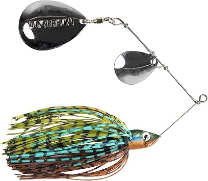 Lunkerhunt Spinner Baits for Bass Fishing with Skirt Jig | Double Willow Leaf Metal Blade Spinning Fishing Lure Bait Emits High Vibration Attracts and Cast Big Fish | Effective Swim Bass Jigs Plastic
