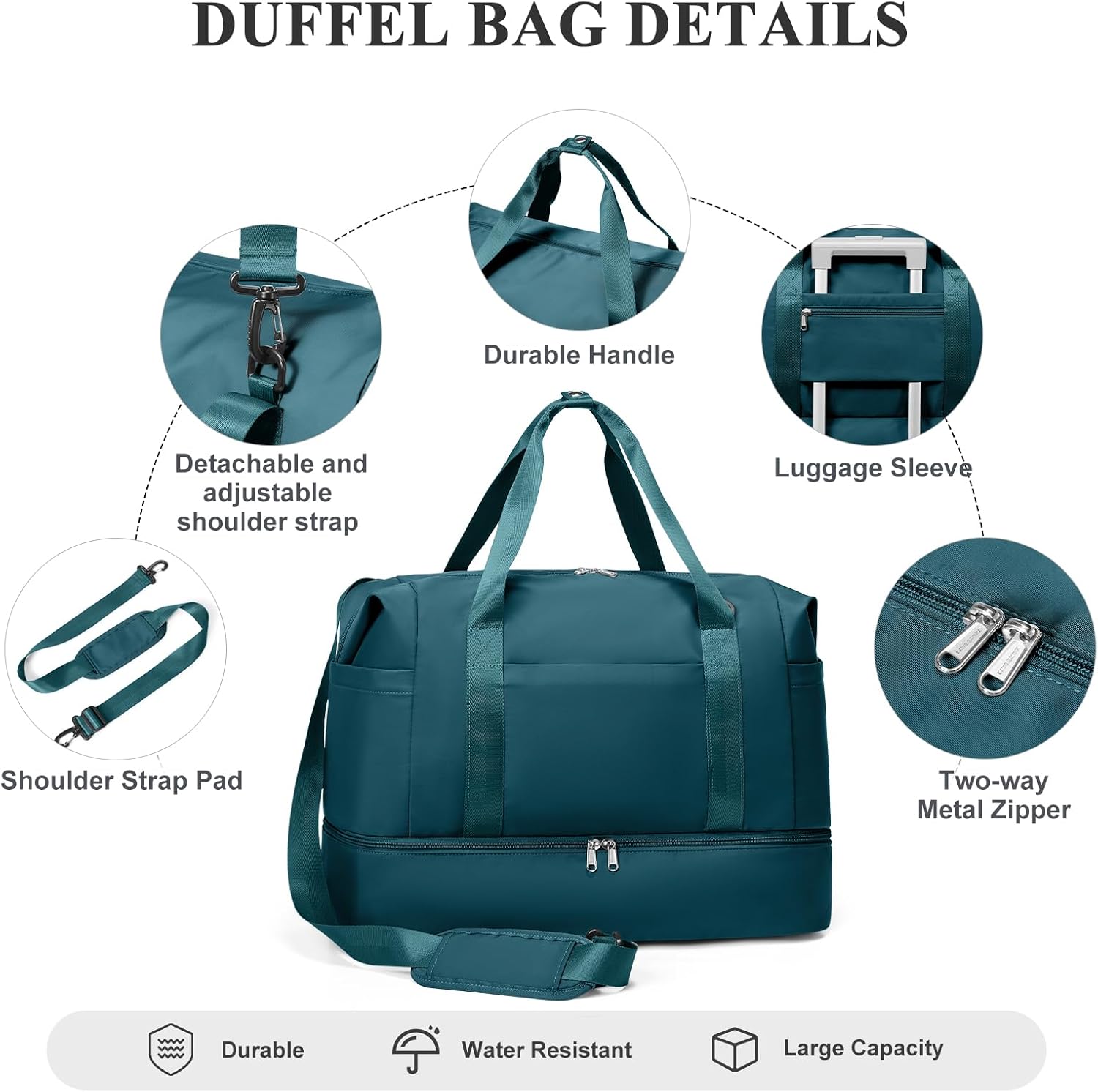 HYC00 Travel Duffel Bag, Weekender Bags for Women with Shoe Compartment & Wet Pocket, Large Carry-on Overnight Bag for Hospital, Gym, Travel