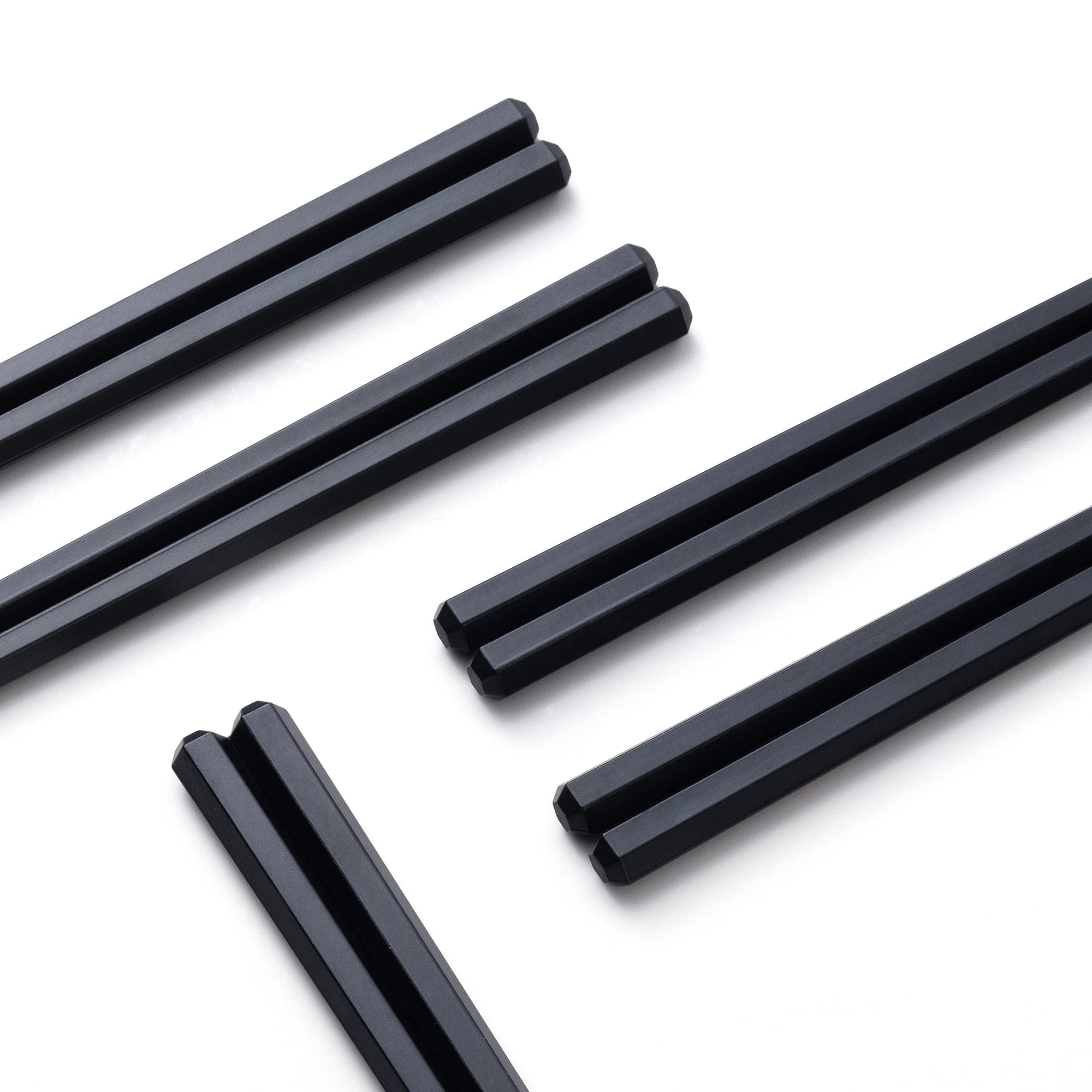 Bacchette in Fibra di Vetro Riutilizzabili Set, 5 Paia Bacchette Giapponesi Cinesi Antiscivolo, Bacchette in Lega Sushi Multistile, 24,3 cm, per