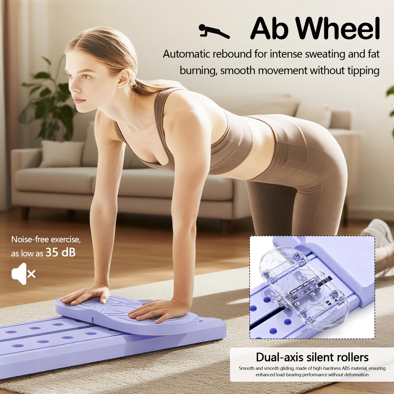 Tavola Reformer Per Pilates, 6 In 1 Ski Machine Per Allenamento Pavimento Pelvico Multifunzionale Tavola Scorrimento Pilates Con Fasce Resistenza Supporto Per Cellulare Trainer Addominale