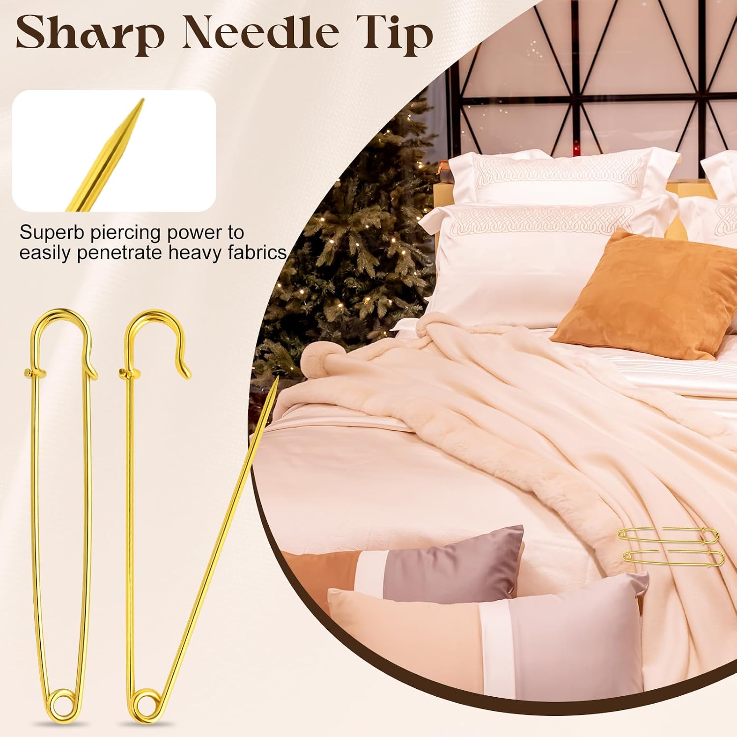 Extra Large Safety Pins Heavy Duty, 5 in Gold Big Safety Pins, 20 PCS Giant Safety Pin for Clothes, Diaper, Blankets, Leather, Canvas, Decorativeions (2, Gold)