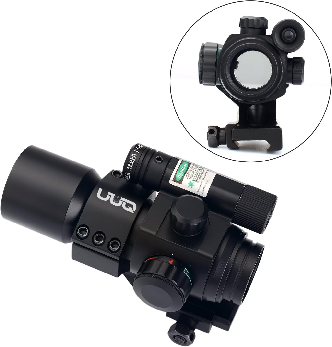 UUQ 1X30 4 MOA Green Red Dot Sight with Green Laser, Picatinny Cantilever PEPR Mount