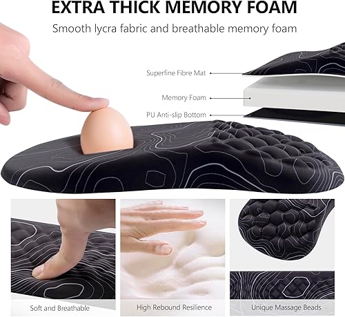 Miniatura 3 de Laokiiy - Soporte de muñeca para mouse, reposamuñecas para teclado 2 en 1 + alfombrilla ergonómica para mouse, reposamuñecas antideslizante para