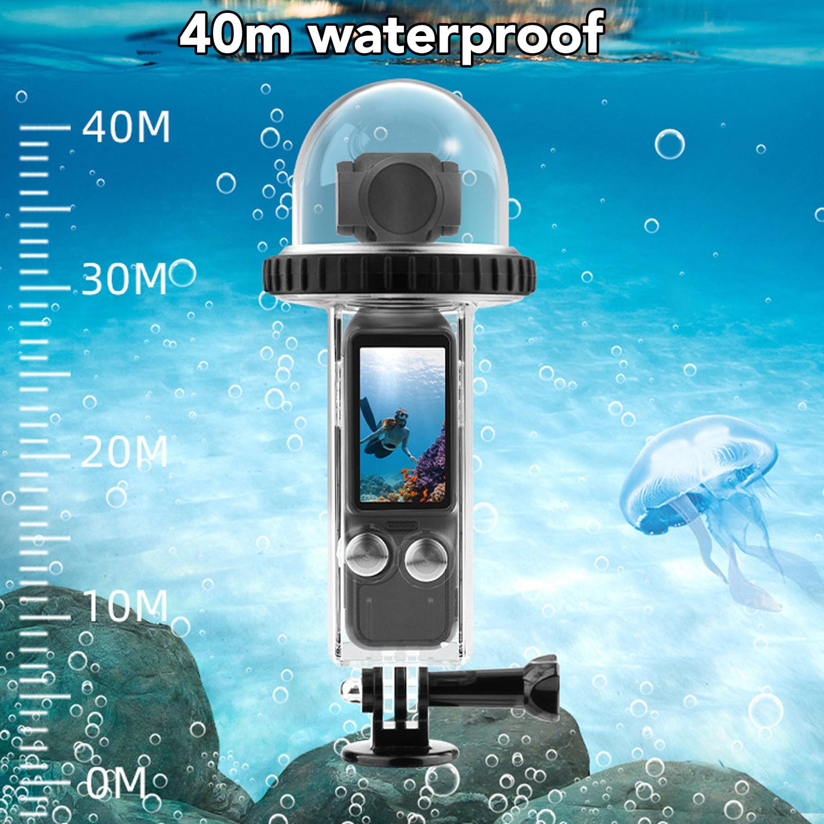 Custodia Subacquea per 3 - Custodia Subacquea Impermeabile per Fotocamera da 40 M/131 Piedi, Custodia Protettiva Subacquea per Immersione con Accessori per