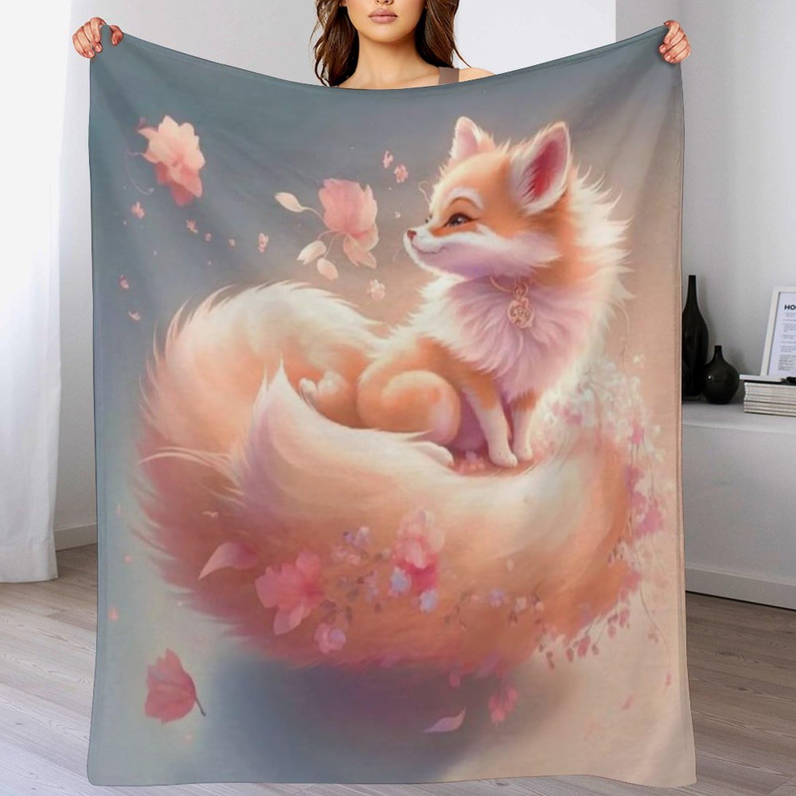 Couverture renard en flanelle 130x180 cm pour le canapé des enfants et adultes