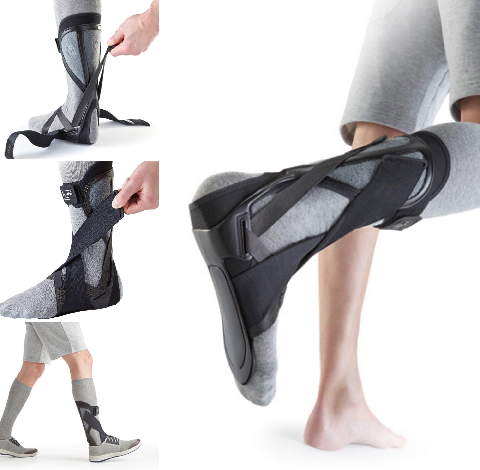 PUSH ortho Ankle Foot Orthosis for Comfortable Support. Can be Worn with Shoes. Comfortable and Flexible AFO Brace for Drop Foot (Peroneal Palsy), Stroke, Multiple Sclerosis. (Left Size 1)