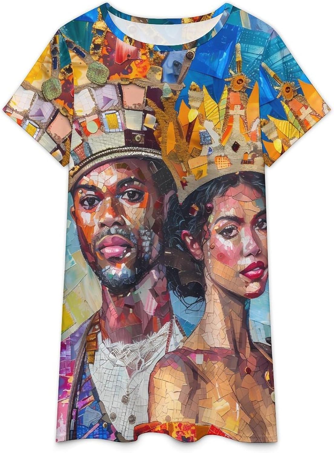 Sexy King Couple Painting Women's Nightgown Short Sleeve Sleep Shirt Casual Sleepwear Night Gowns Sleepdress