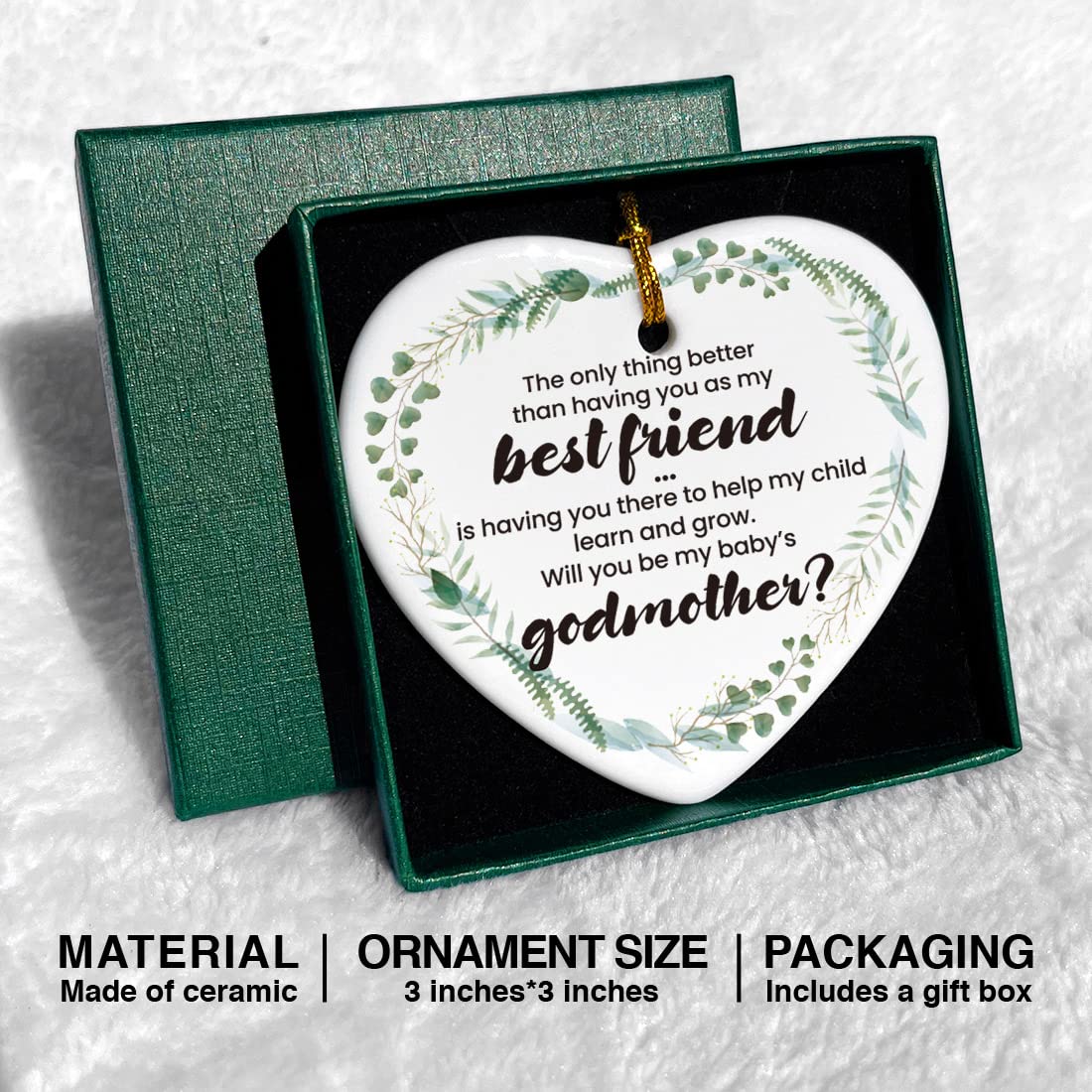 Will You Be My Godmother? Ceramic Keepsake Gift - Goddaughter Godson Godchild Baby Announcement Plaque