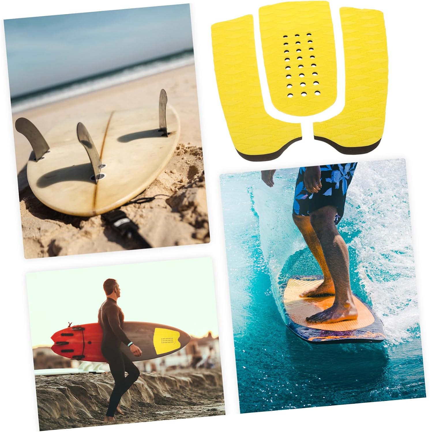 1set Surfboard Nonslip Traction Pads Adhesive Deck Grip Mats Traction - Tail Pads Compatible Fun Boards and Boards