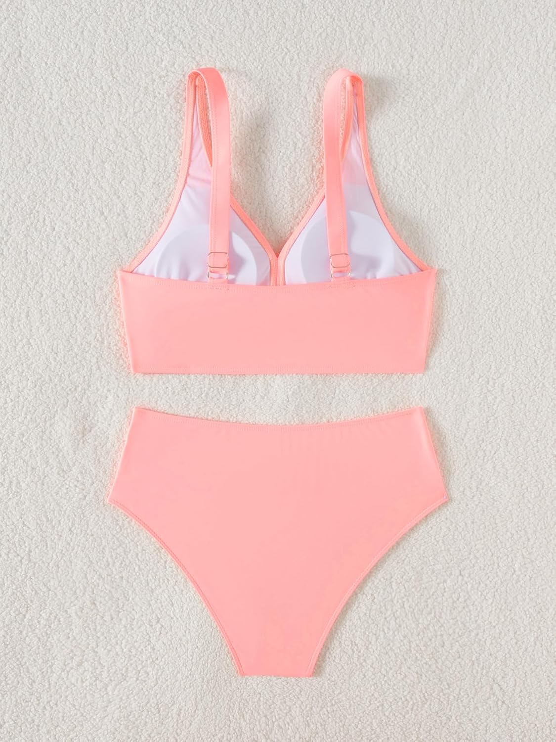 Fanuerg Women High Waisted Bikini Sets V Neck Cross Twist Front Two Piece Swimsuit Tummy Control Bathing Suit