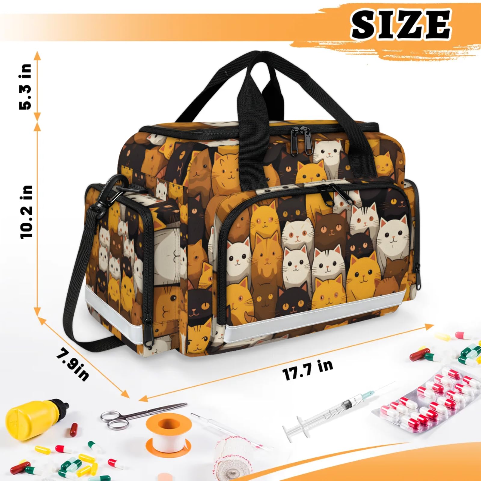 GzLeyigou First Aid Bags Empty, Bengal Cat Emergency Bag First Aid Kit Multiple Compartment Kit Carrier On Call Trauma Bag For Paramedics Emergency Medical Supplies Kit