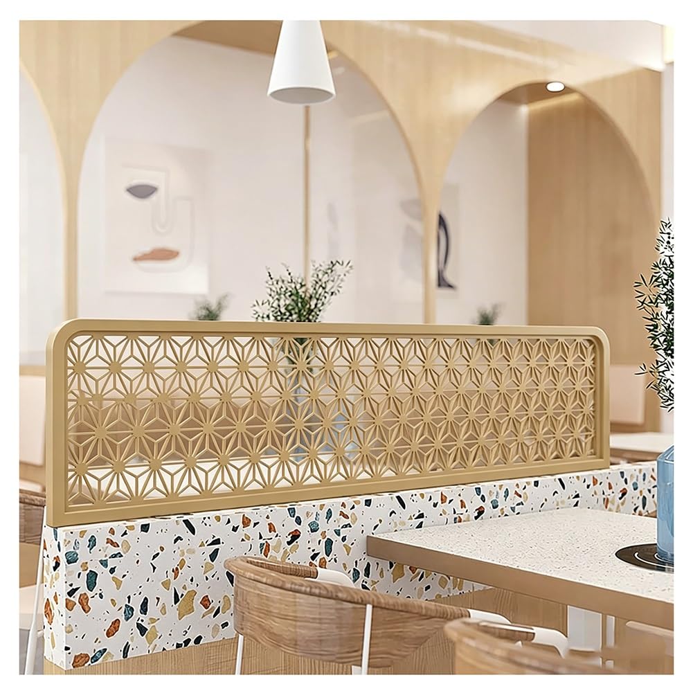 Złoty panel działowy na biurko, pusta konstrukcja, niska przegroda ogrodzeniowa do biur, jadalni i bibliotek, 120 x 30 cm - stylowe rozwiązanie do przestrzeni roboczej