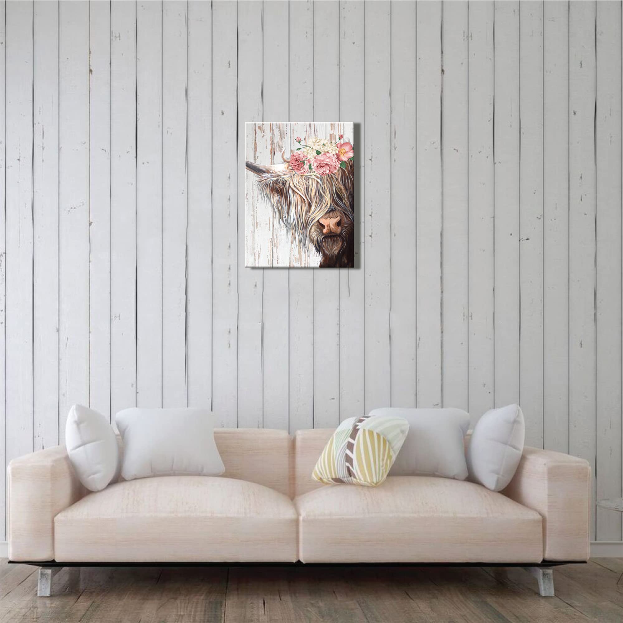 Carino Highland Mucca Country Farmhouse Stampa Su Tela Rustico Camera