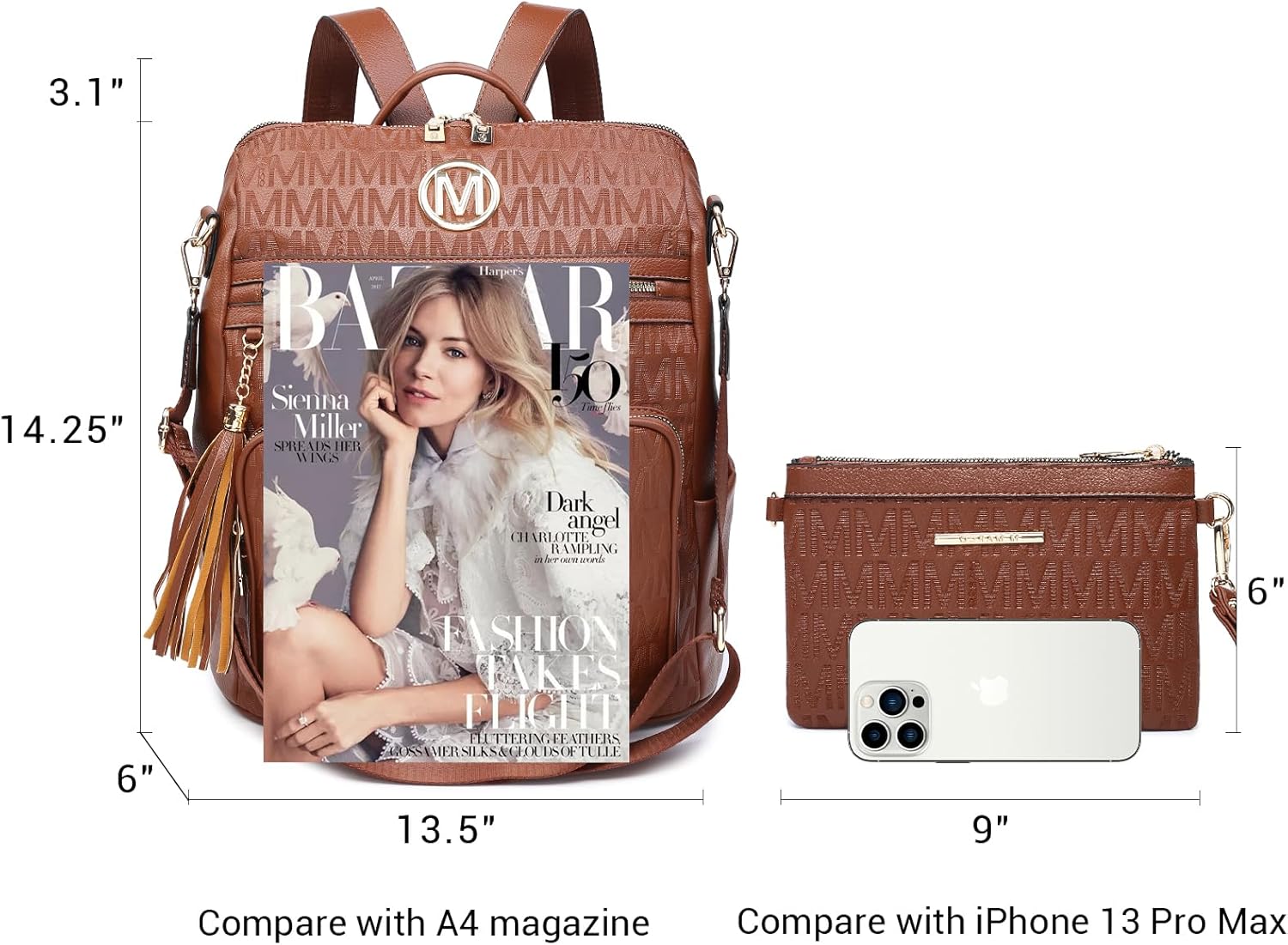 MKP COLLECTION Women Fashion Backpack Purse Convertible Large Rucksack Versatile Travel Shoulder Bags Handbag Set with Tassel - Image 6