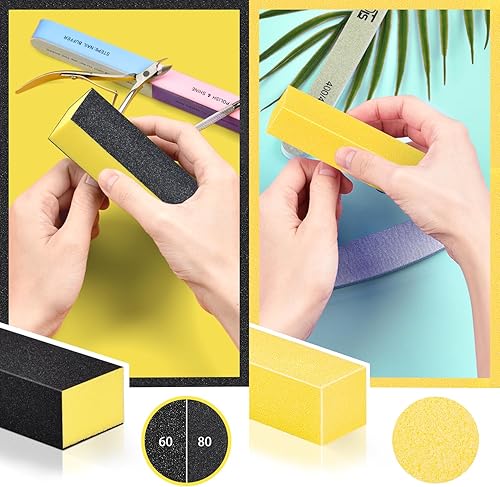 Miniatura 6 de TsMADDTs Juego de pulidores de uñas y limas con bloques de amortiguador, recortador de cutículas, empujador y aceite de cutícula, kit de cuidado de