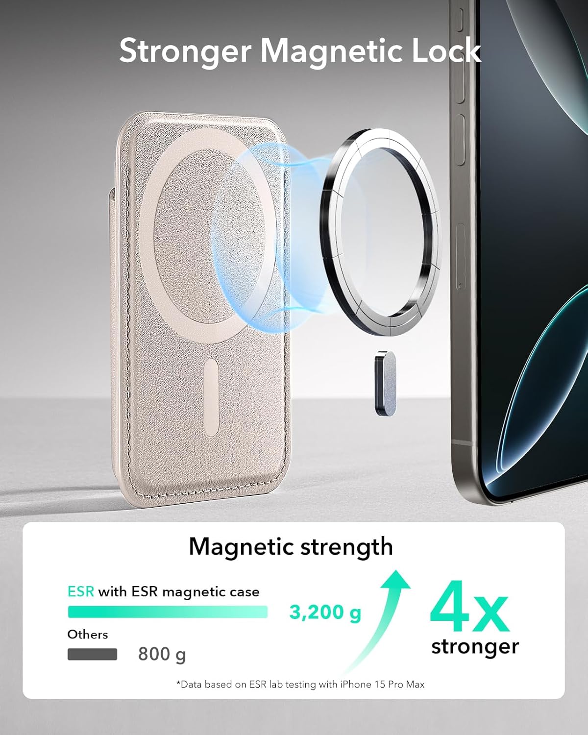 ESR for MagSafe Wallet, 5-Card Holder With RFID Blocking, MagSafe Sticker Included, Slim Magnetic Wallet for iPhone 17/16/15/14/13/12 Series and Selected Samsung Devices, Not for Mini, Desert Titanium - Image 3