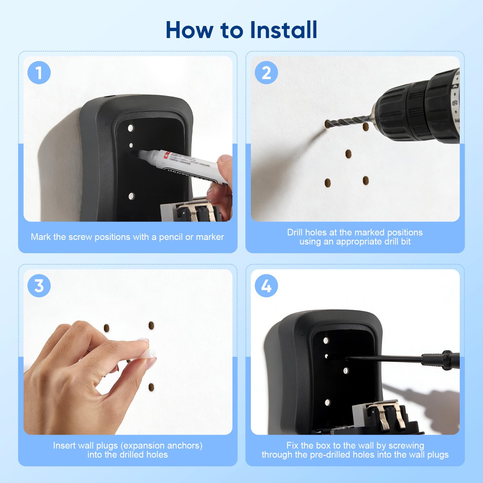Intelligente Schlüsselbox, Bluetooth-Schlüsselsafe mit Zahlencode, unterstützt TTLock App & PIN-Code, Elektronischer Schlüssel Safe für Garage, Haus, Büro und Ferienunterkünfte