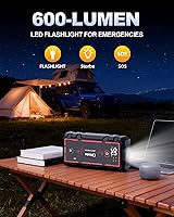 Vista 5 de 5000A Jump Starter Car Battery Jumper Starter Portable with Jumper Cable, Quick Charge Power Bank, 3 Modes Flashlight, Compass