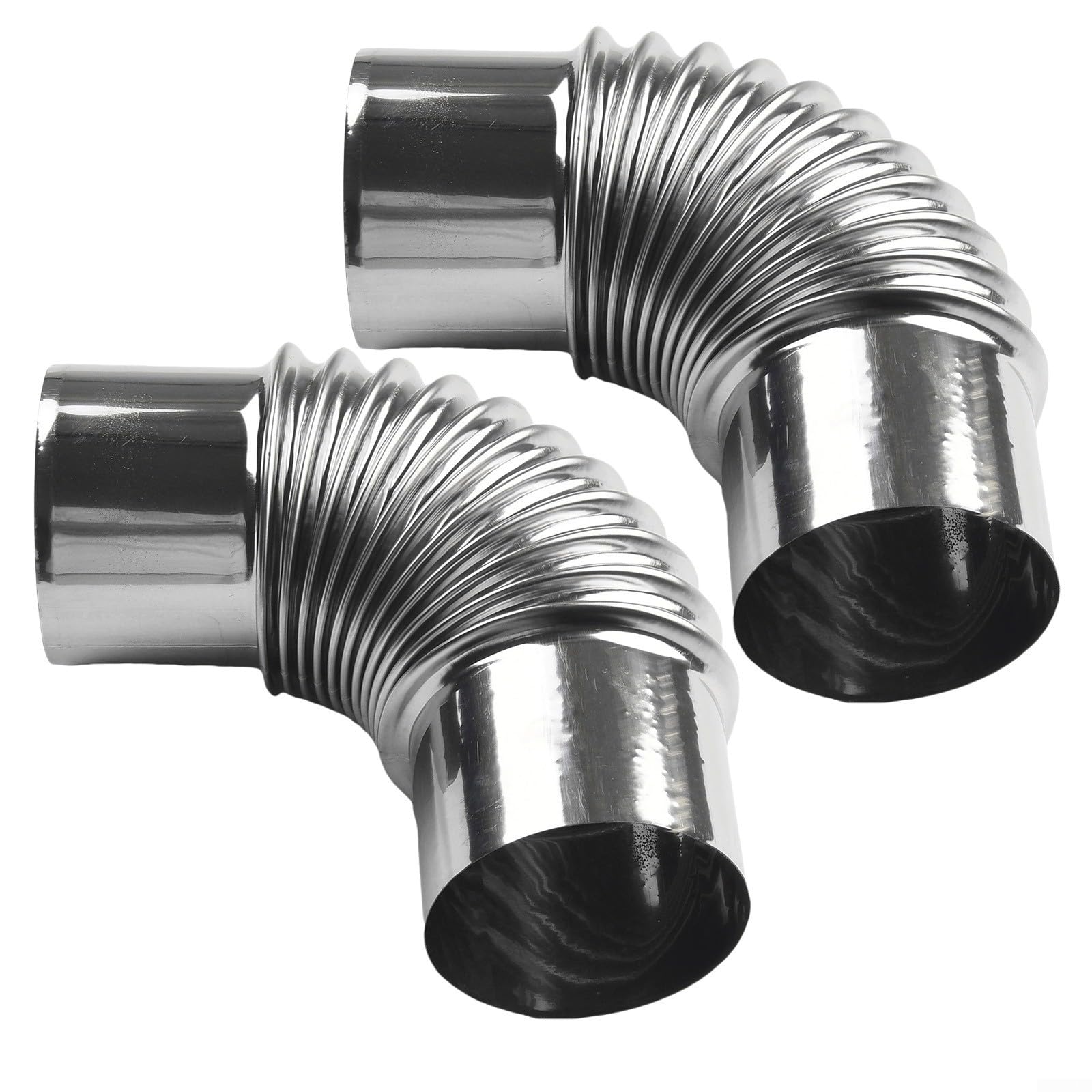 YFBCMXSKG 2-Pack 90 Degree Stove Pipe, Elbow Chimney Stainless Steel Flue Exhaust Pipe for Outdoor Wood Stove, Camping Stove, and Heater, Heavy Duty Extension Tube for Flue System(2.36 Inch)
