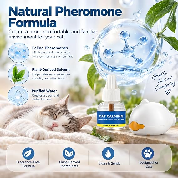Paw Care Cat Calming Diffuser with Advanced Pheromone Technology, 2 Diffusers + 4 Refills, 48mL Each, Plug-In Cat Pheromone Diffuser for Everyday Calming Support, Multi-Cat Homes & Routine Changes