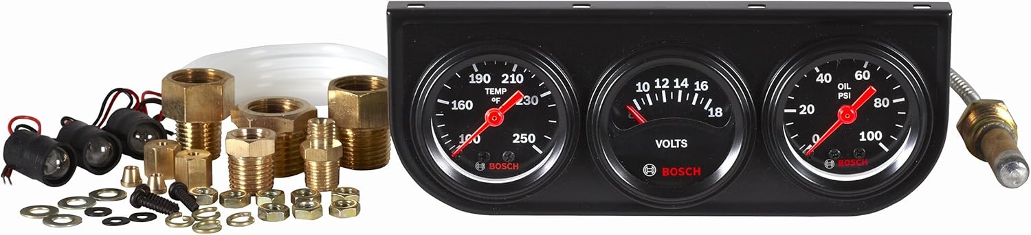 Bosch SP0F000037 Style Line 1-1/2" Mini Triple Gauge Kit (Black Dial Face, Black Bezel)