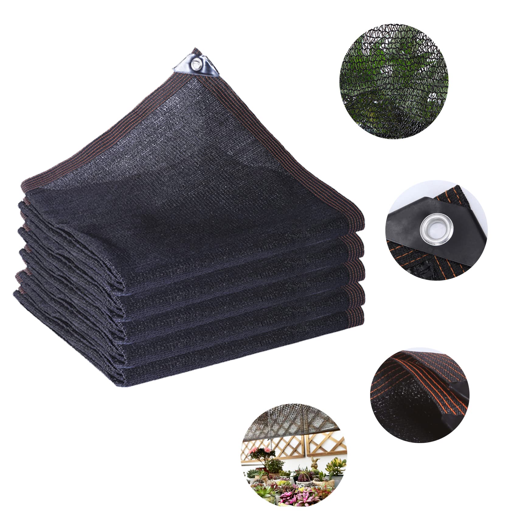 Gartenschattennetz, 50 % Sonnenschutz, 4-polig, für den Außenbereich, perfekt für Terrasse, Gewächshaus, Pflanzenschutz, 4 x 9 m, Schwarz