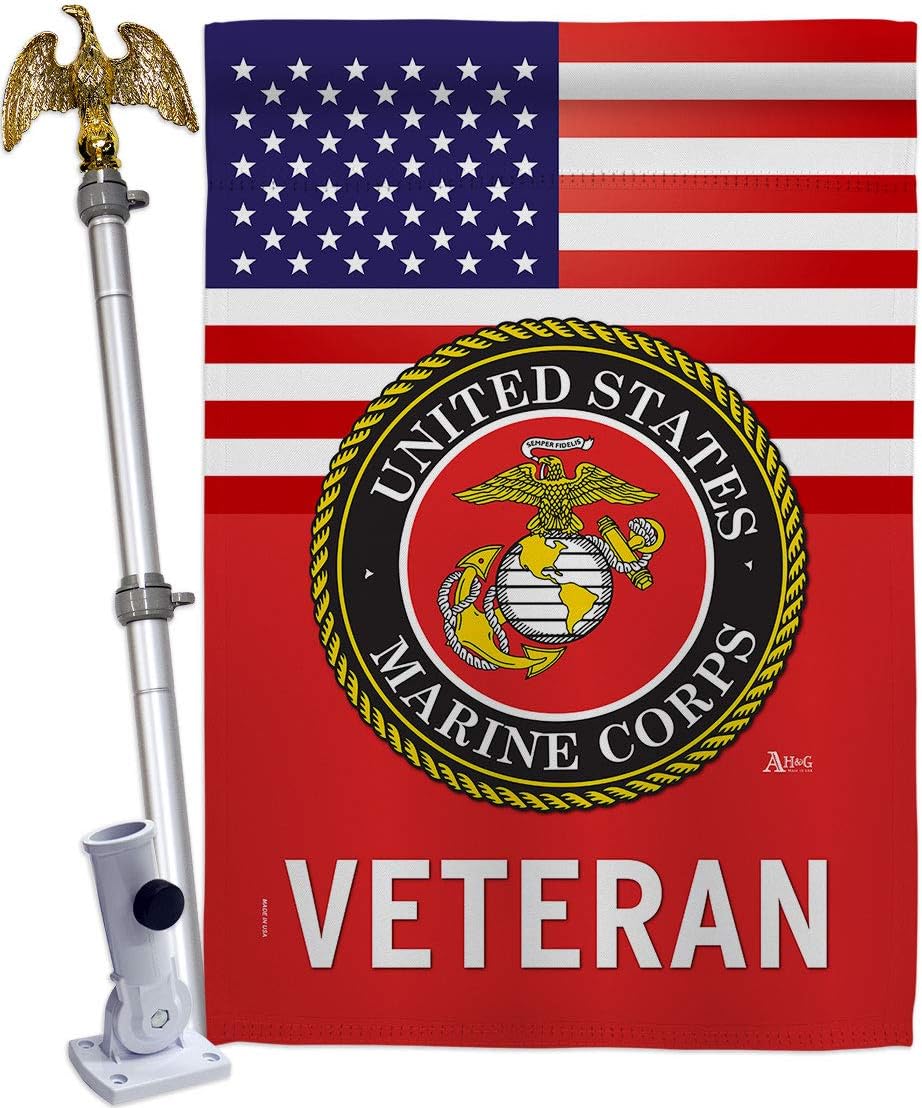 Marine Corps US Veteran House Flag Armed Forces USMC Semper Fi United State American Military Retire Official Small Decorative Gift Yard Banner Double-Sided Made In USA 28 X 40