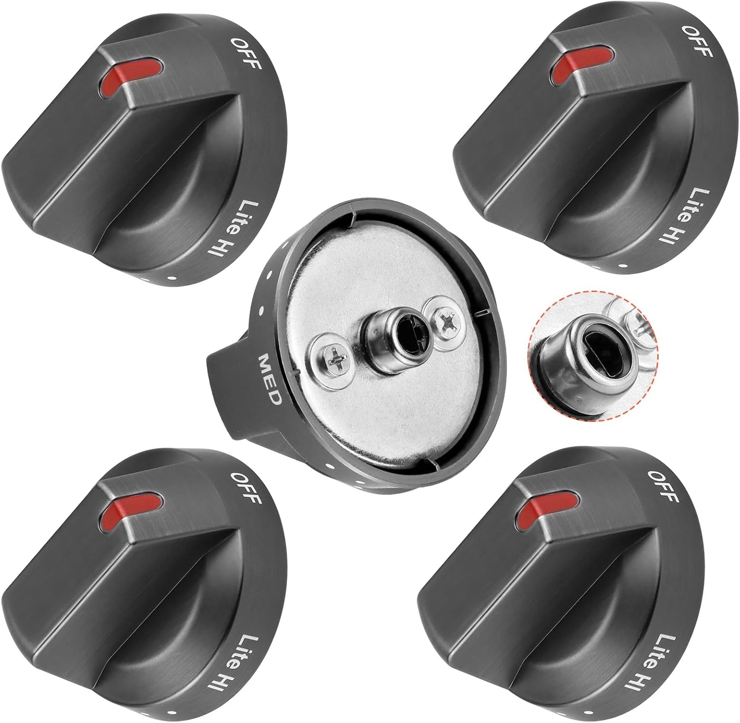 Fetechmate DG6400473B5Pcs Burner Stainless Knob, Black