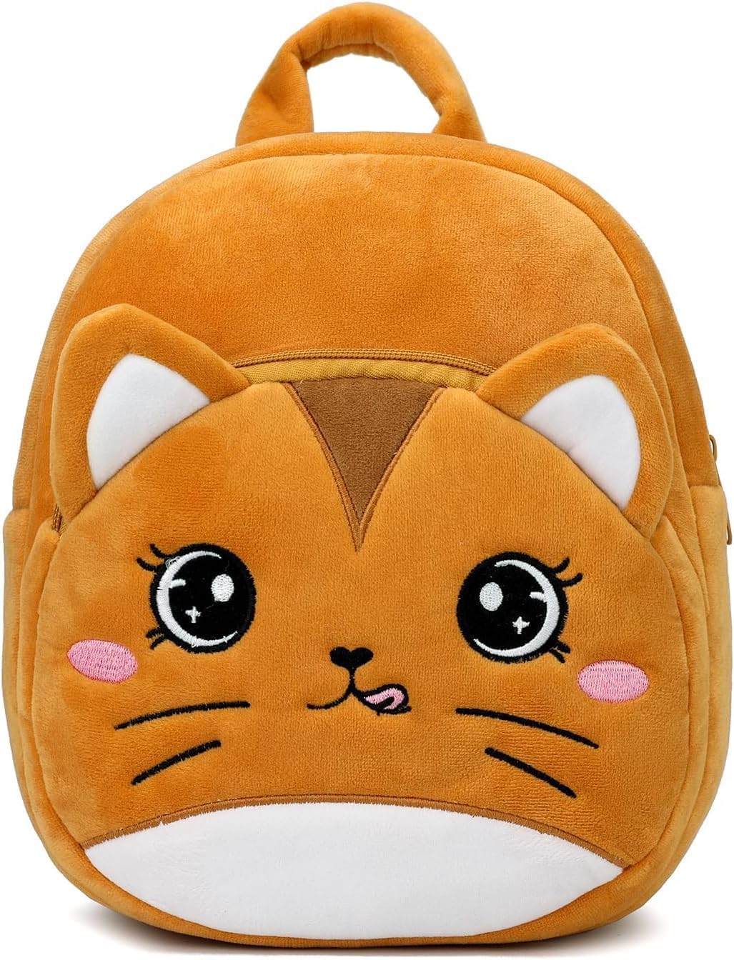 Cute Cat Face Mini Backpack, Plush Orange Kitty Design, Kids School Bag-image-41