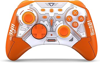 IINE Wireless Switch Controller, Switch Pro Controllers for Nintendo Switch/Lite/OLED, Switch Remote Gamepad with RGB Lights/Macro Settings/Wake up/Turbo/Adjustable Dual-Motor Vibration-orange