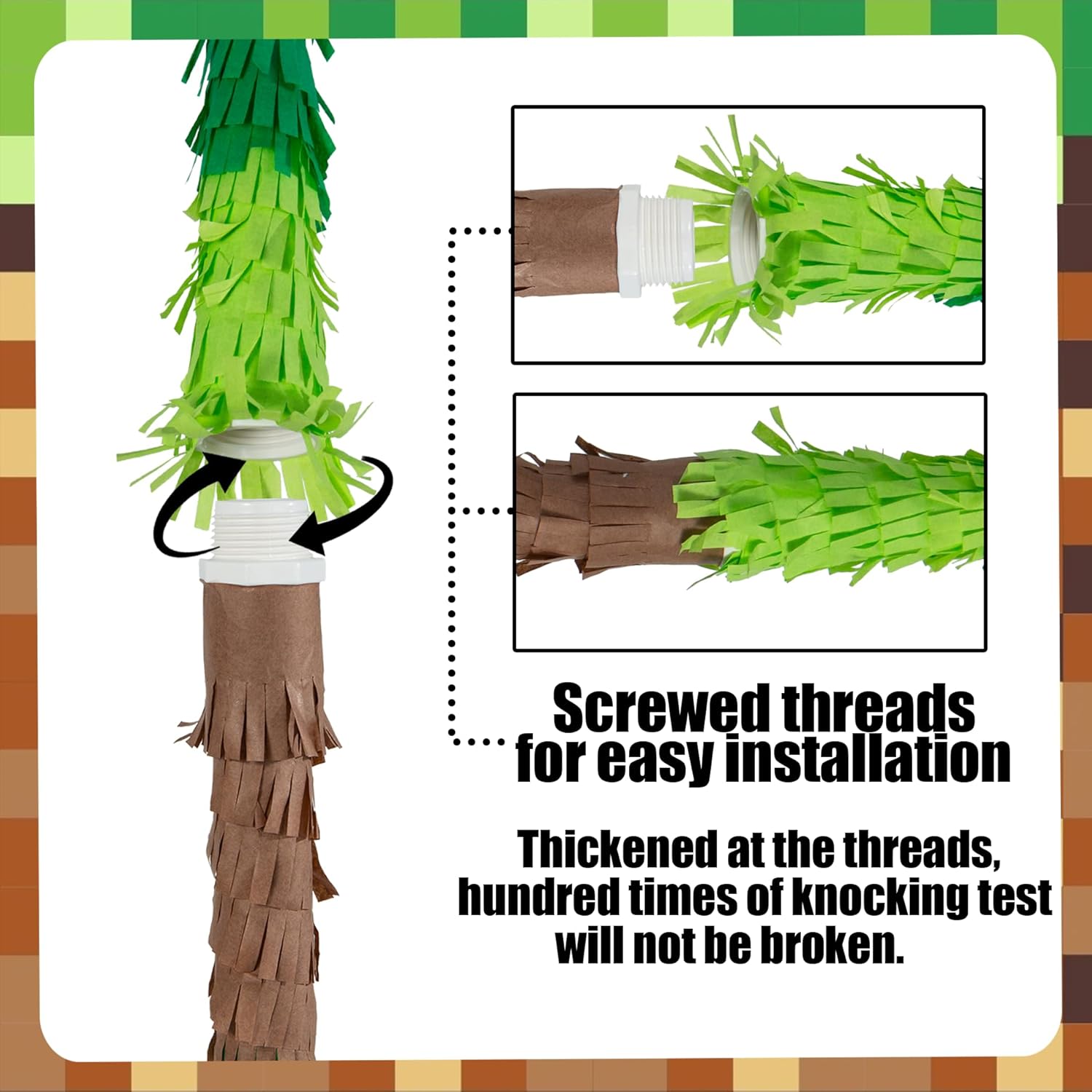 PCFING 20 Inch Pixel Number 8 Piñata with 30 Inch Piñata Stick Blindfold Confetti for Boy Girl Adults Birthday Party Decorations, Anniversary Celebration, Fiesta